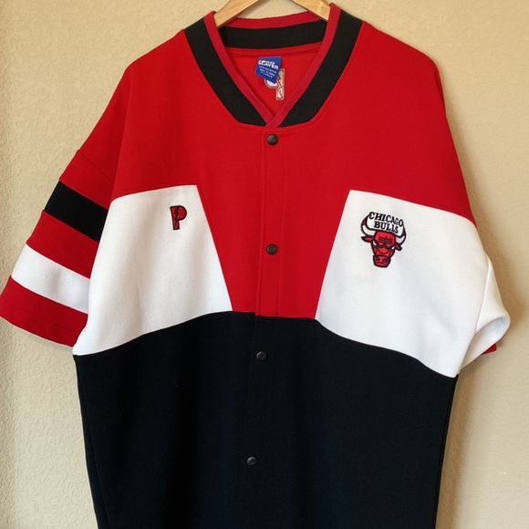 Vintage Pro Player Chicago Bulls 90s Warm Up Button Down Shirt Jersey XL - Picture 4 of 12